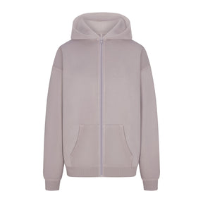 FRENCH TERRY OVERSIZED ZIP UP HOODIE | OYSTER