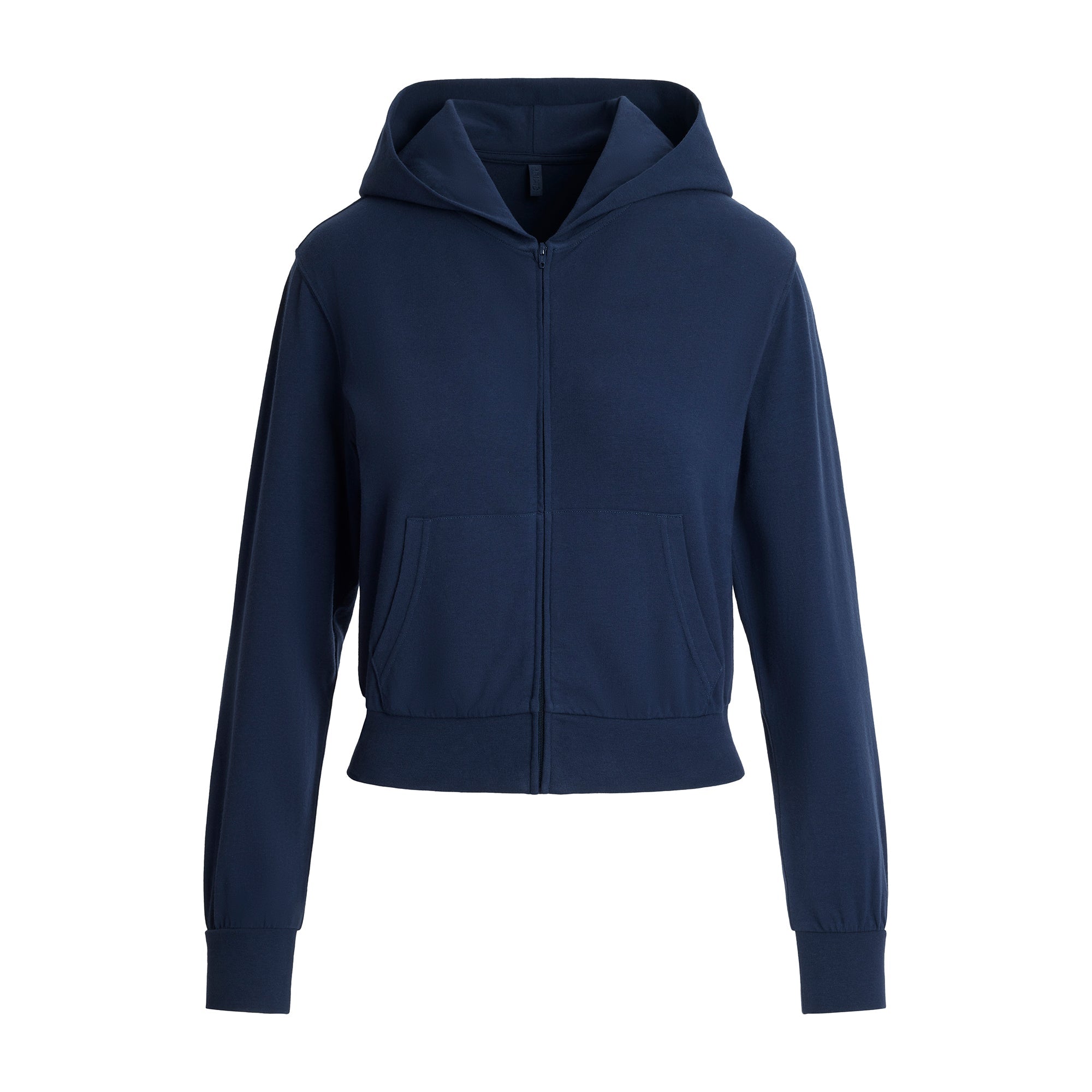 COTTON JERSEY ZIP UP HOODIE | NAVY