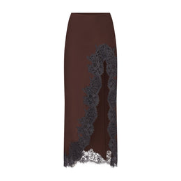 Silk Lace Slip Midi Skirt