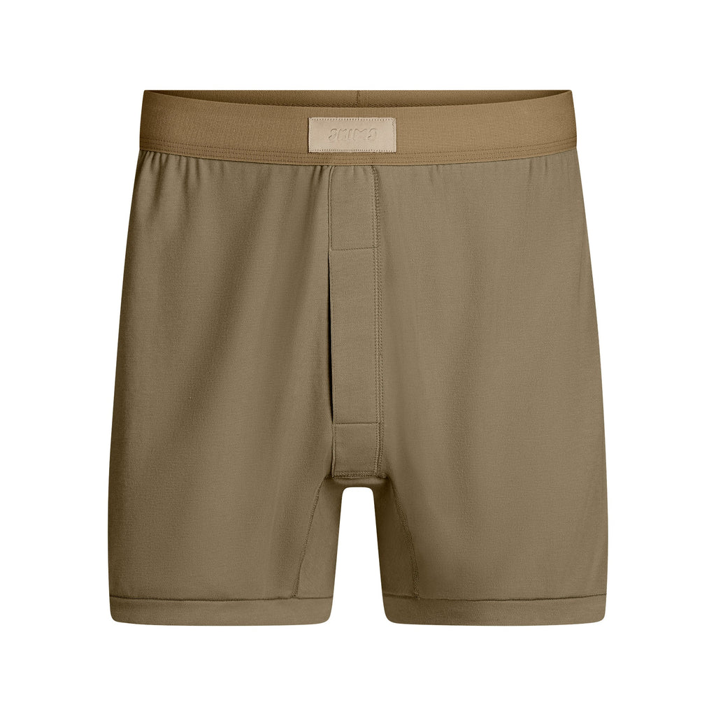 SKIMS COTTON MENS KNIT BOXER | ARMY