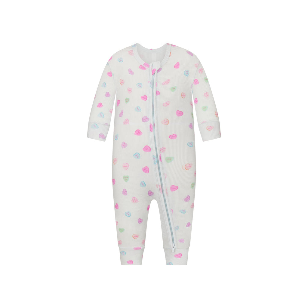SOFT LOUNGE BABY ONESIE | CLOUD CANDY HEART PRINT