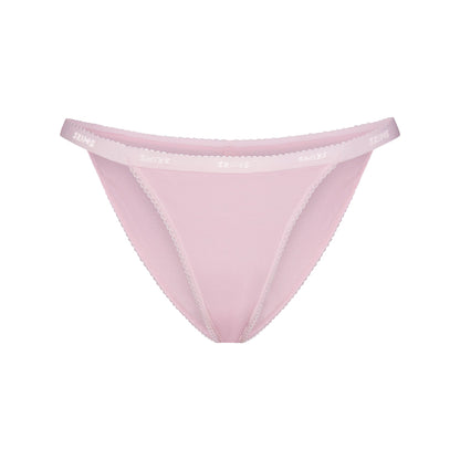 Lightweight Cotton Logo Picot String Bikini
