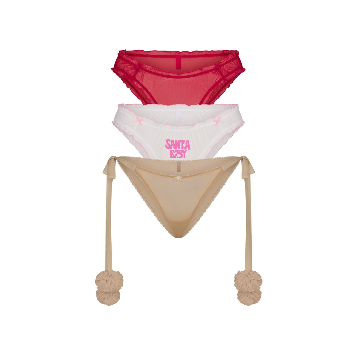 ULTRA FINE MESH HOLIDAY BIKINI 3-PACK | HONEY MULTI