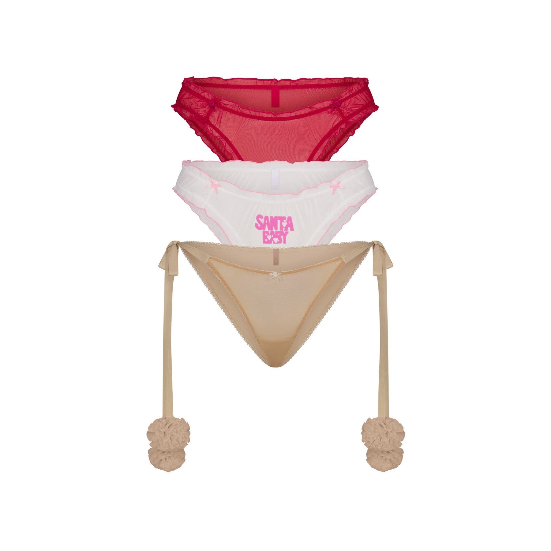 ULTRA FINE MESH HOLIDAY BIKINI 3-PACK | HONEY MULTI