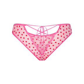 NOVELTY INTIMATES LACE UP BIKINI | PINK HEART PRINT