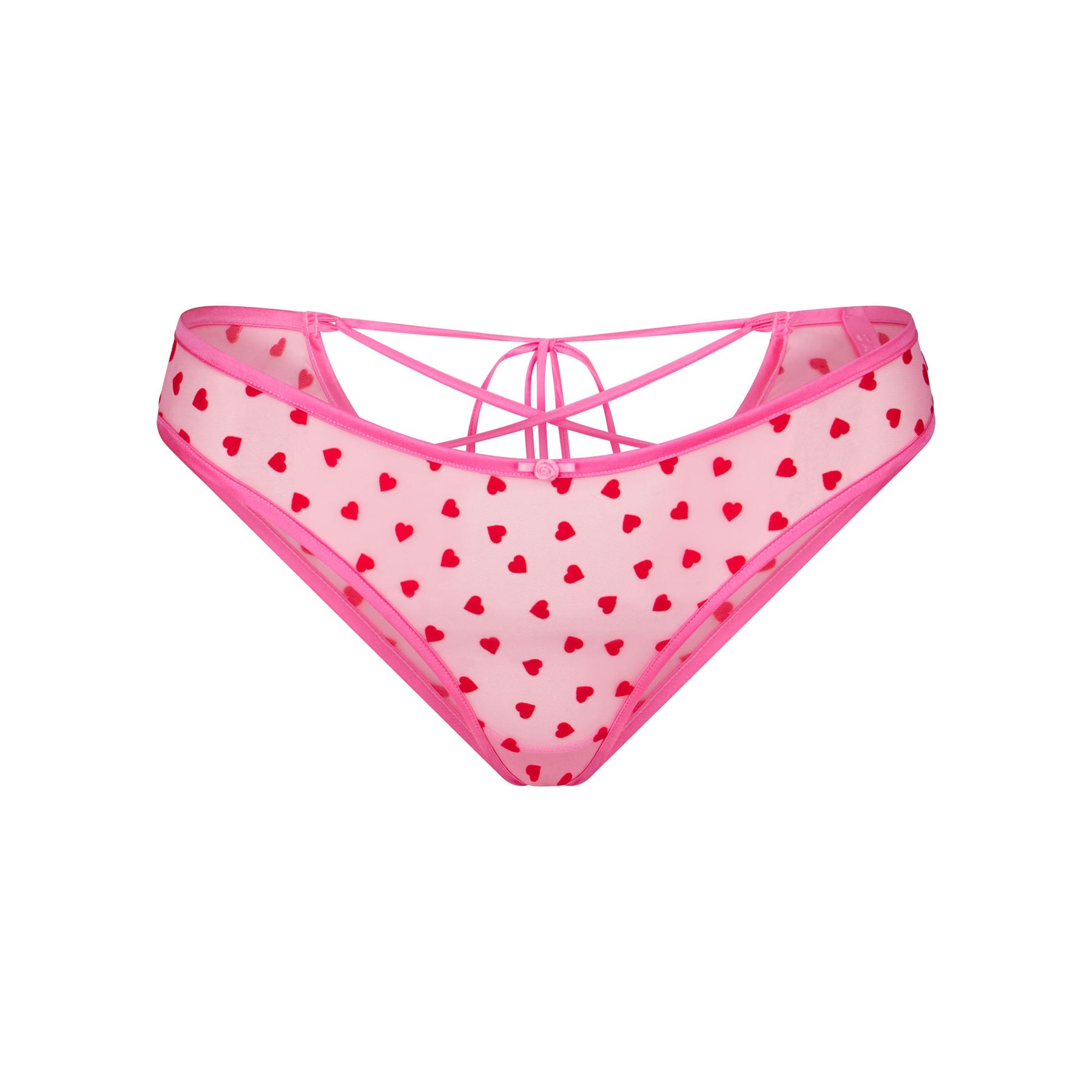 NOVELTY INTIMATES LACE UP BIKINI | PINK HEART PRINT