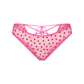 NOVELTY INTIMATES LACE UP BIKINI | PINK HEART PRINT