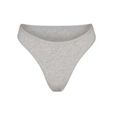 COTTON LOGO HIGH LEG BIKINI | LIGHT HEATHER GREY