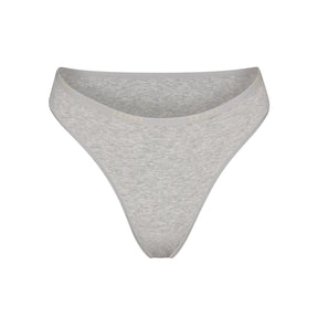 COTTON LOGO HIGH LEG BIKINI | LIGHT HEATHER GREY
