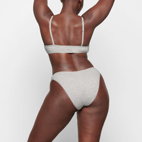 COTTON LOGO HIGH LEG BIKINI | LIGHT HEATHER GREY