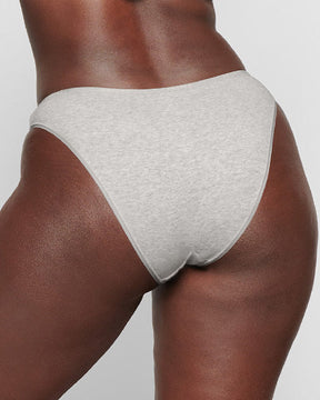 COTTON LOGO HIGH LEG BIKINI | LIGHT HEATHER GREY