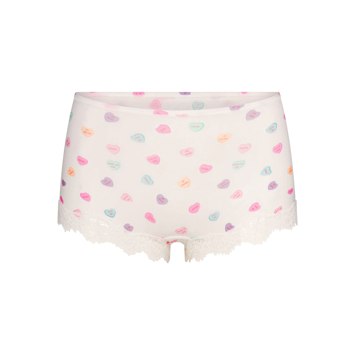 FITS EVERYBODY LACE BOY SHORT | MARBLE CANDY HEART PRINT