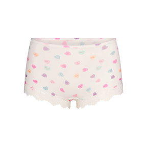 FITS EVERYBODY LACE BOY SHORT | MARBLE CANDY HEART PRINT