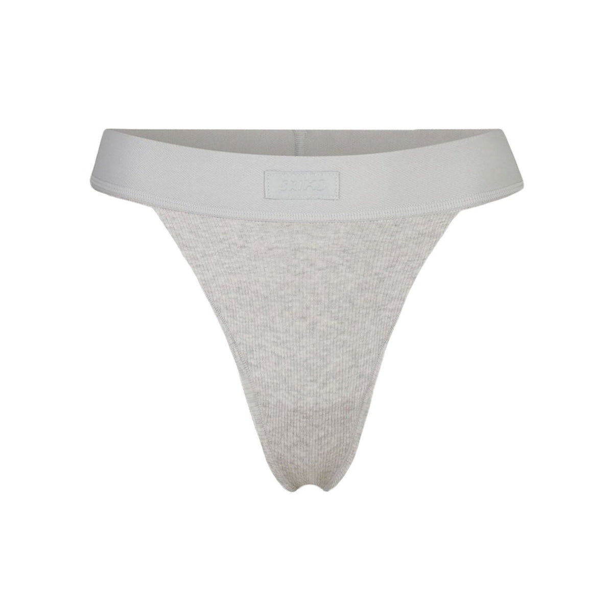 COTTON RIB THONG | LIGHT HEATHER GREY