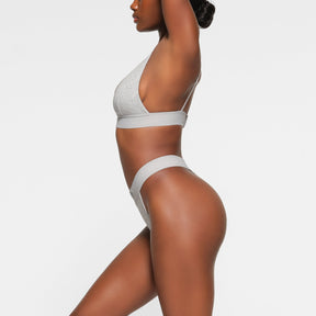 COTTON RIB THONG | LIGHT HEATHER GREY