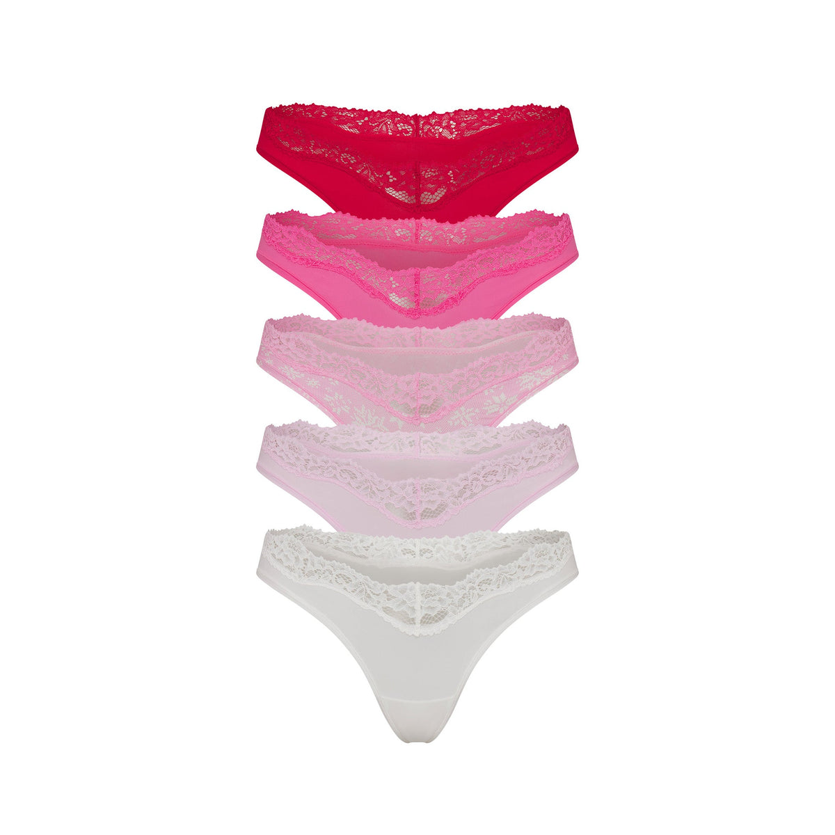 FITS EVERYBODY LACE DIPPED THONG 5-PACK | BUBBLE GUM MULTI