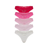 FITS EVERYBODY LACE DIPPED THONG 5-PACK | BUBBLE GUM MULTI