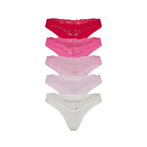FITS EVERYBODY LACE DIPPED THONG 5-PACK | BUBBLE GUM MULTI