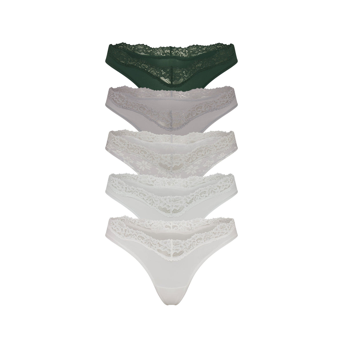 FITS EVERYBODY LACE DIPPED THONG 5-PACK | MIRROR MULTI