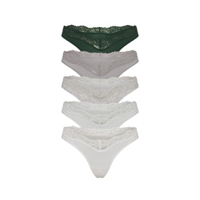 FITS EVERYBODY LACE DIPPED THONG 5-PACK | MIRROR MULTI
