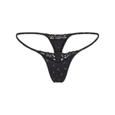 FITS EVERYBODY LACE STRING THONG | ONYX ROSEBUD PRINT