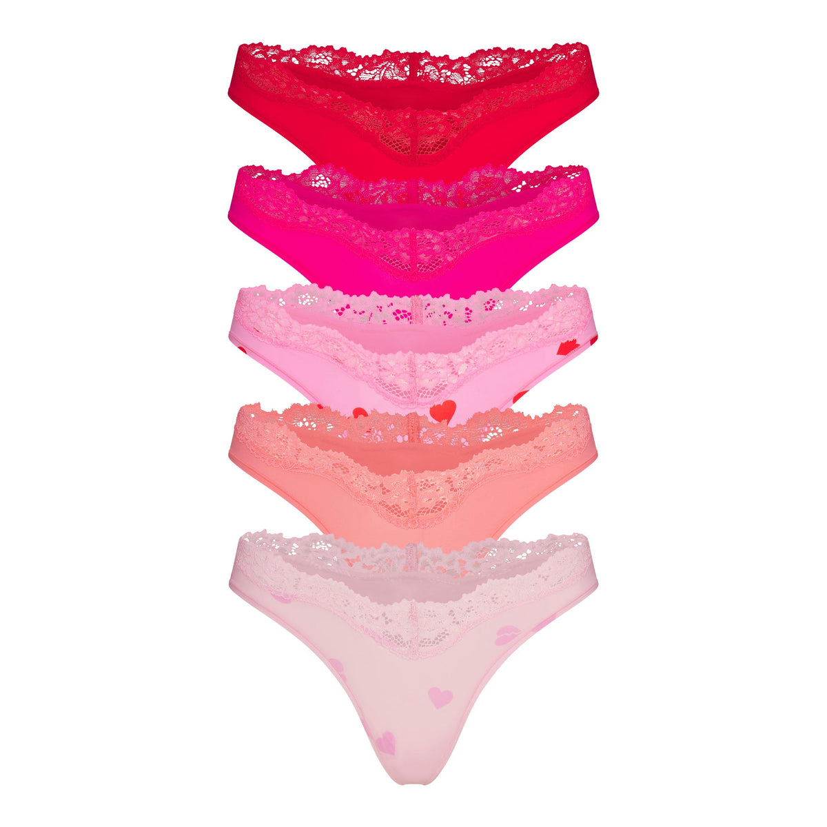 FITS EVERYBODY LACE DIPPED THONG 5-PACK | HEART BREAKER MULTI