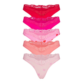 FITS EVERYBODY LACE DIPPED THONG 5-PACK | HEART BREAKER MULTI
