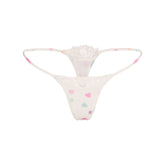 FITS EVERYBODY LACE STRING THONG | MARBLE CANDY HEART PRINT