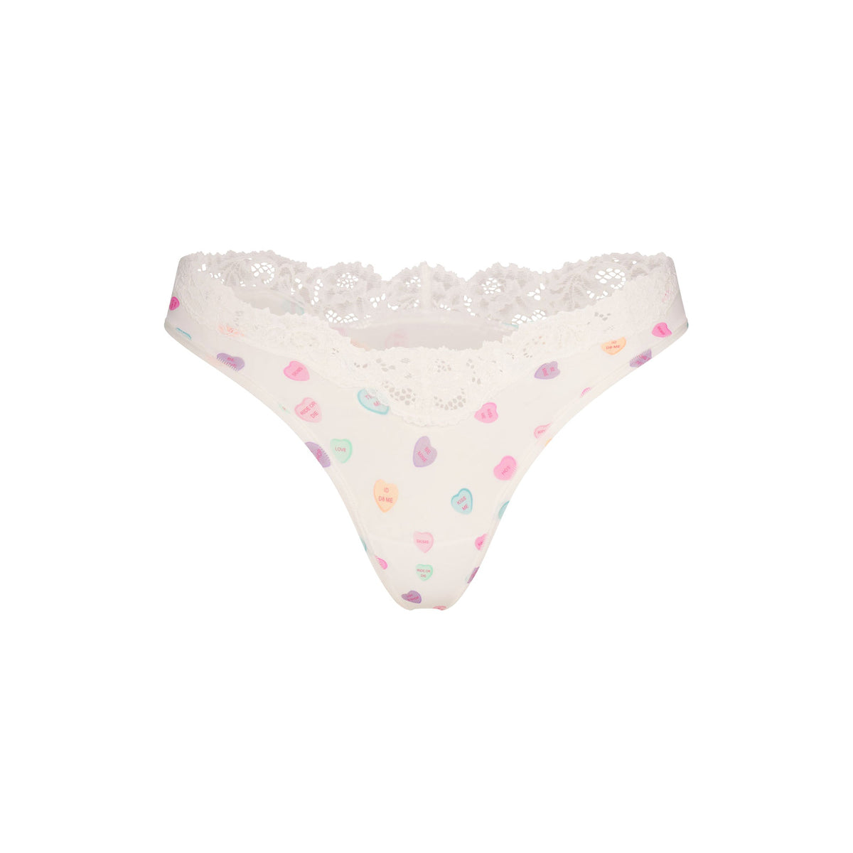 FITS EVERYBODY LACE DIPPED THONG | MARBLE CANDY HEART PRINT
