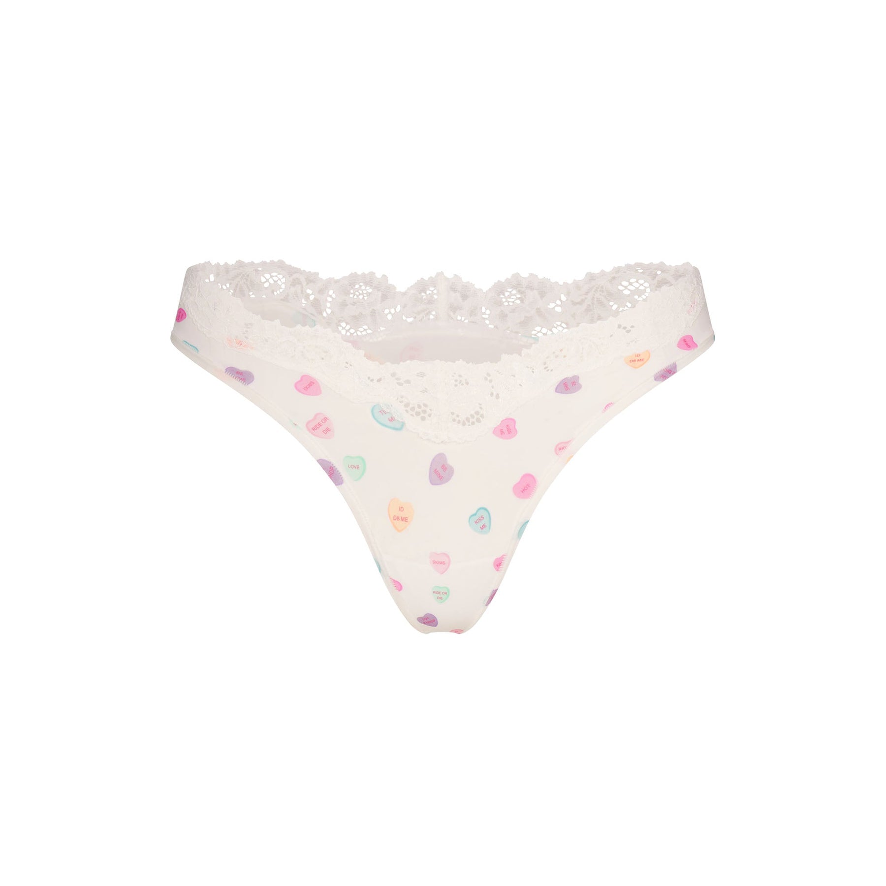 FITS EVERYBODY LACE DIPPED THONG | MARBLE CANDY HEART PRINT