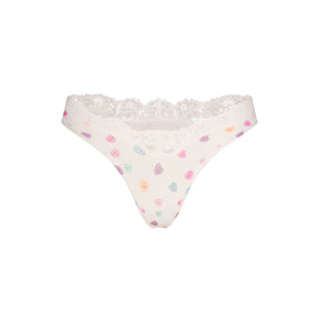 FITS EVERYBODY LACE DIPPED THONG | MARBLE CANDY HEART PRINT