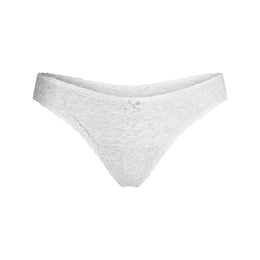 LIGHTWEIGHT COTTON LACE THONG | LIGHT HEATHER GREY