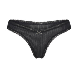 Lightweight Cotton Pointelle Lace Thong