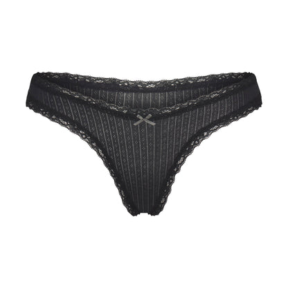 Lightweight Cotton Pointelle Lace Thong