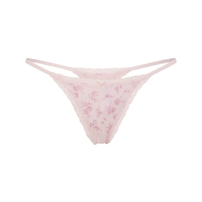 Lightweight Cotton Pointelle Lace String Thong