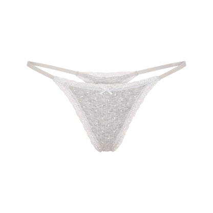 Lightweight Cotton Pointelle Lace String Thong