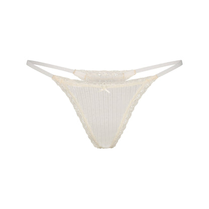 Lightweight Cotton Pointelle Lace String Thong