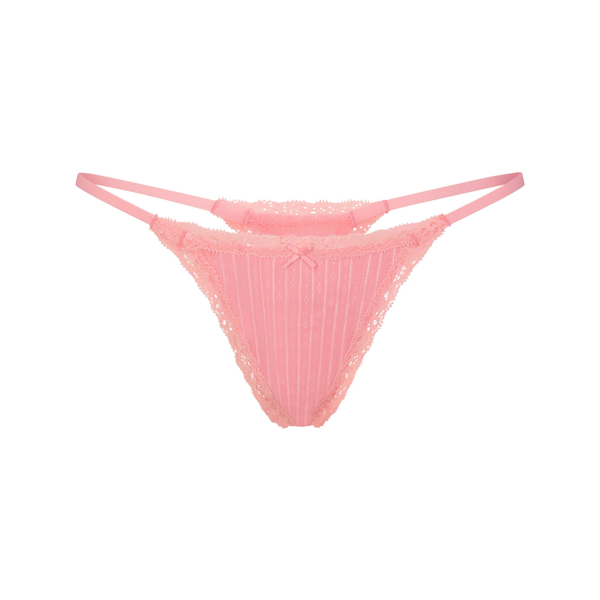 Lightweight Cotton Pointelle Lace String Thong