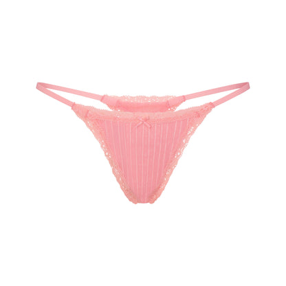Lightweight Cotton Pointelle Lace String Thong