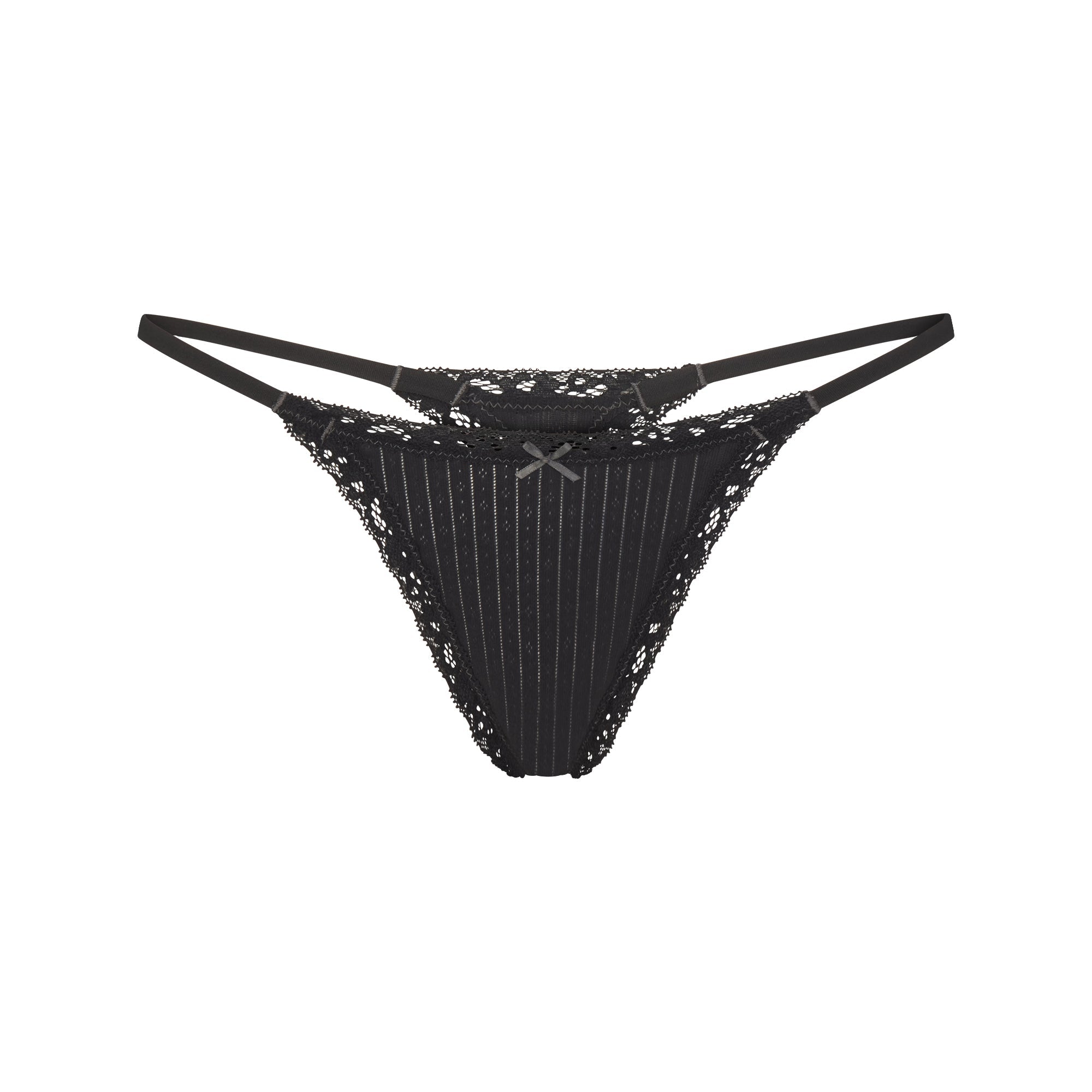 Lightweight Cotton Pointelle Lace String Thong
