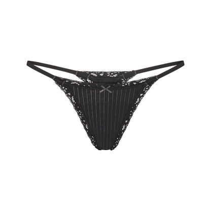 Lightweight Cotton Pointelle Lace String Thong