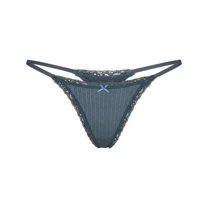 Lightweight Cotton Pointelle Lace String Thong