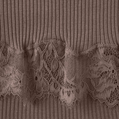 Rib Knit Lace Mini Dress