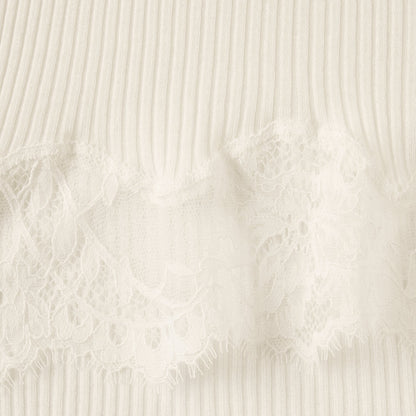 Rib Knit Lace Midi Skirt