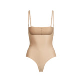 SKIMS BODY CORE SCULPT OPEN BUST THONG BODYSUIT | CLAY