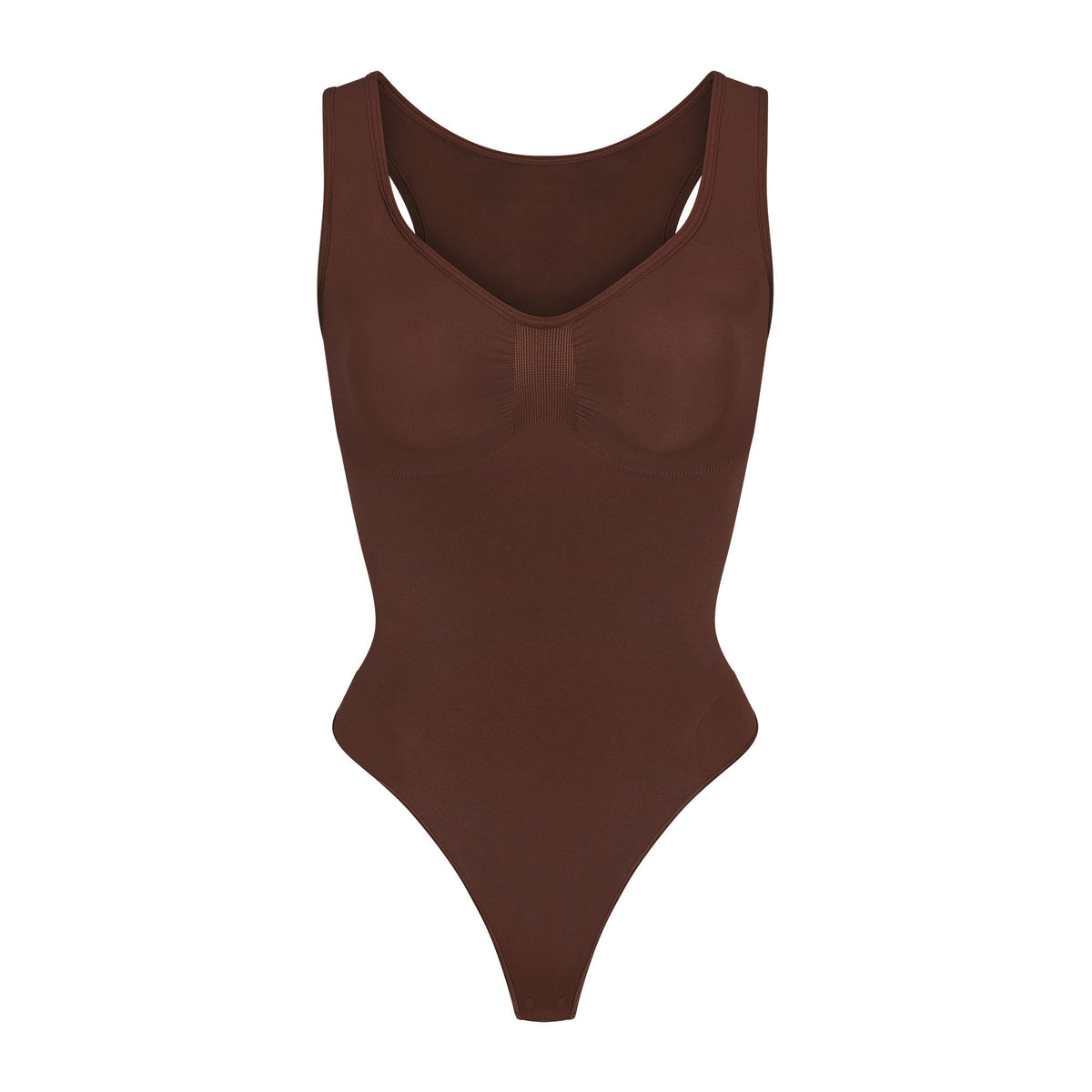 SEAMLESS SCULPT SCOOP NECK THONG BODYSUIT | COCOA