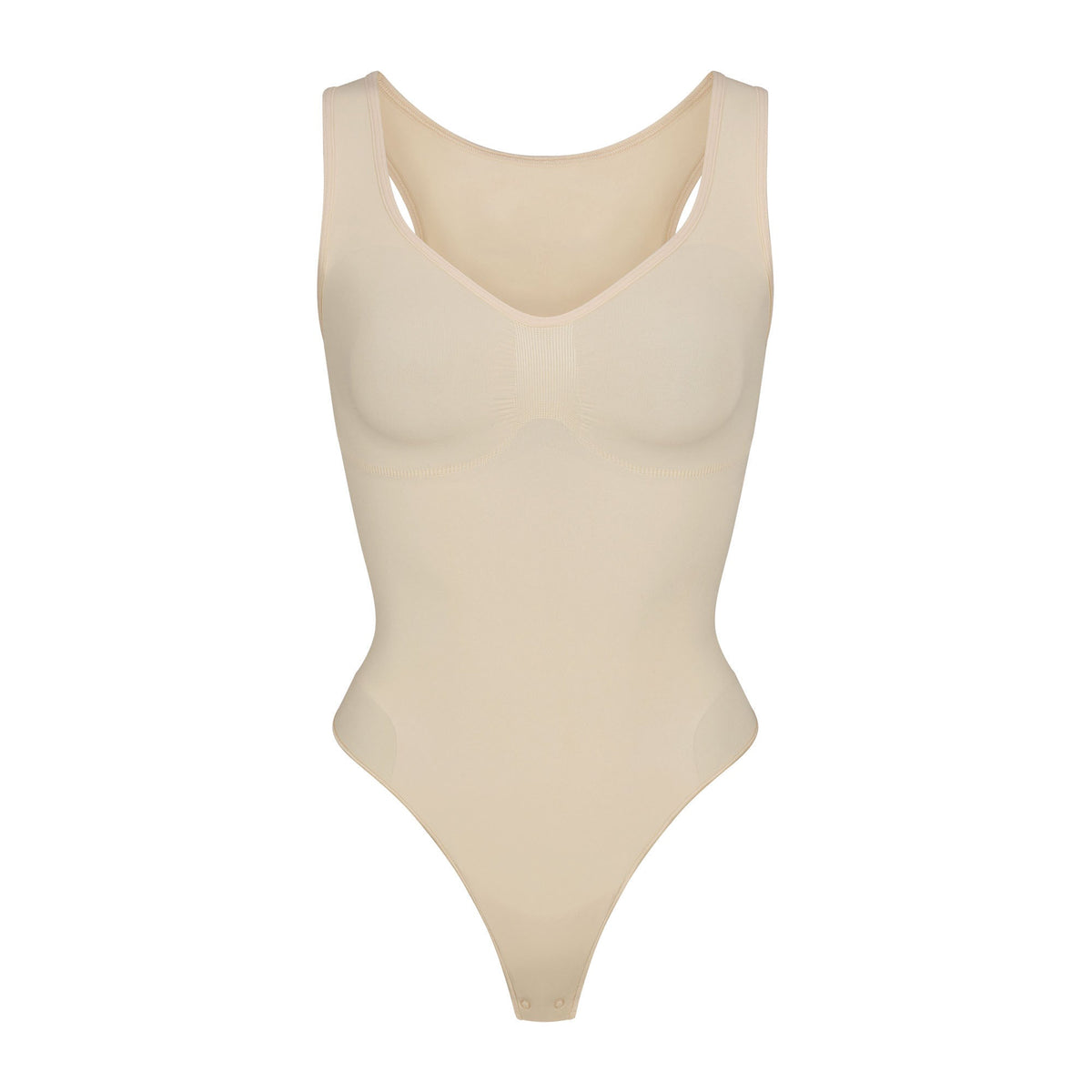 SEAMLESS SCULPT SCOOP NECK THONG BODYSUIT | SAND