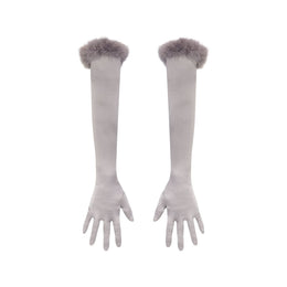 SILK FEATHER TRIM GLOVES | MIRROR