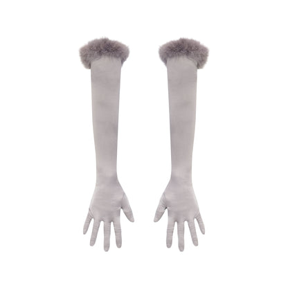 SILK FEATHER TRIM GLOVES | MIRROR