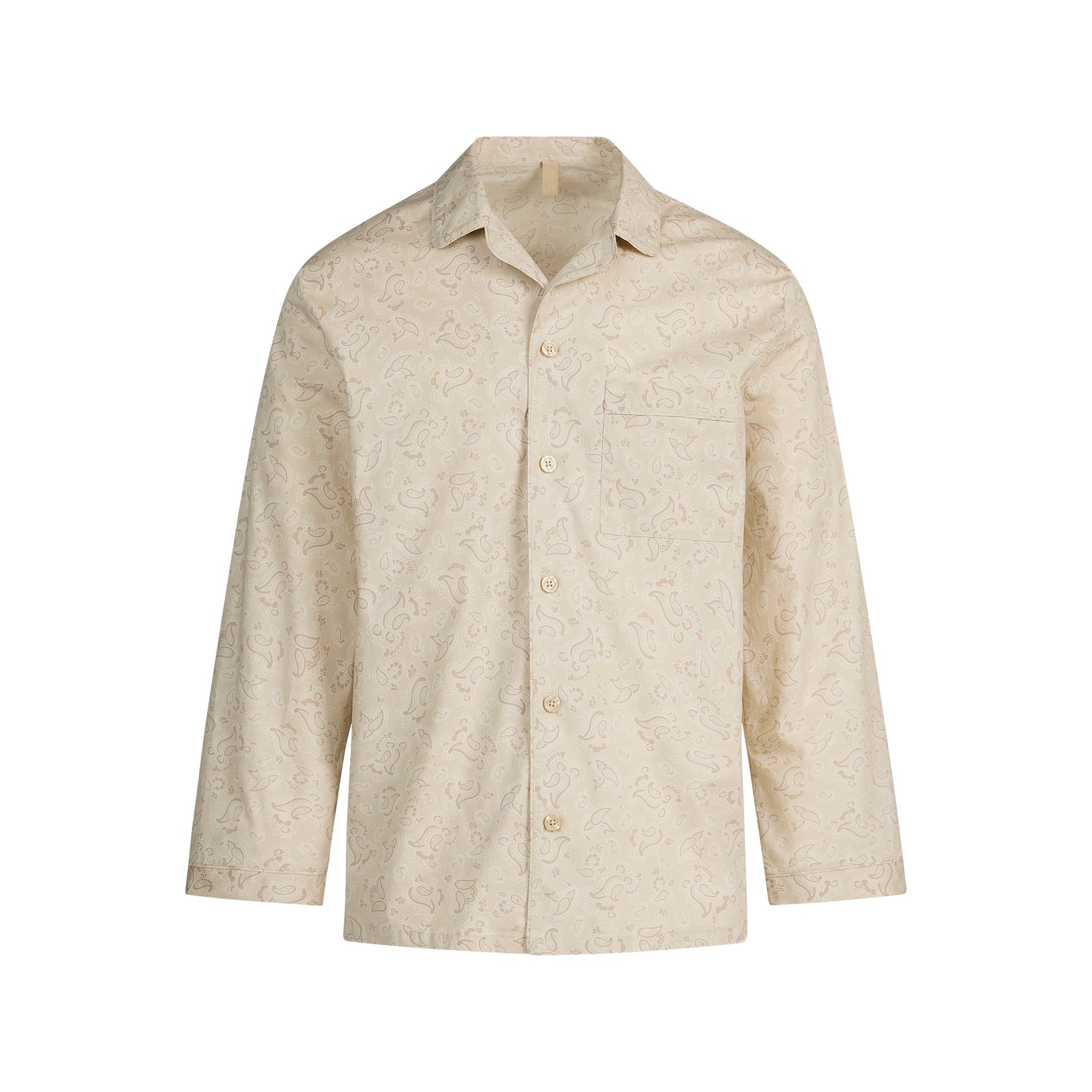 COTTON POPLIN MENS LONG SLEEP SET | TAN PAISLEY PRINT